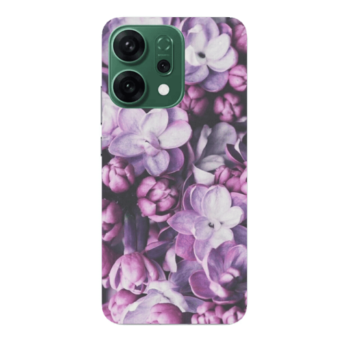 Oppo RENO 14 Purple Flowers Transparent Silicone TPU Θήκη